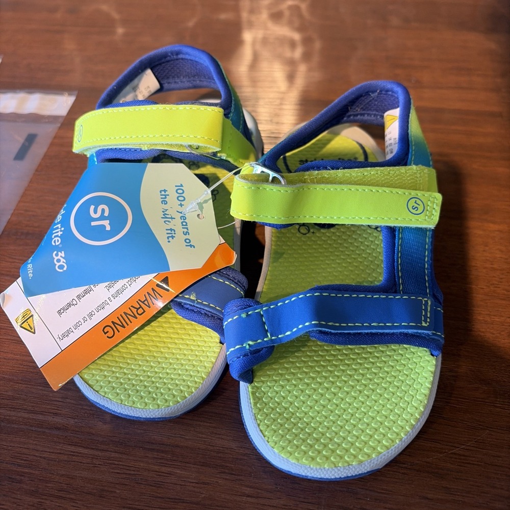 Stride Rite 360 Asher toddler Baby Boys Blue Lime Water Friendly Sandals Size 9